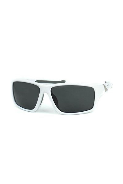 Di Caprio Men's White Polarized Protection Rectangular Model Sunglasses