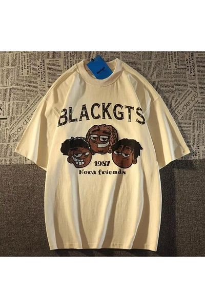 Touz Moda Tricou oversize unisex cu imprimeu hip hop alb Blackgts