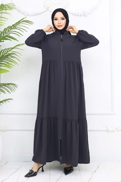 benguen Detailed Zippered Drawstring Ferace (1008)