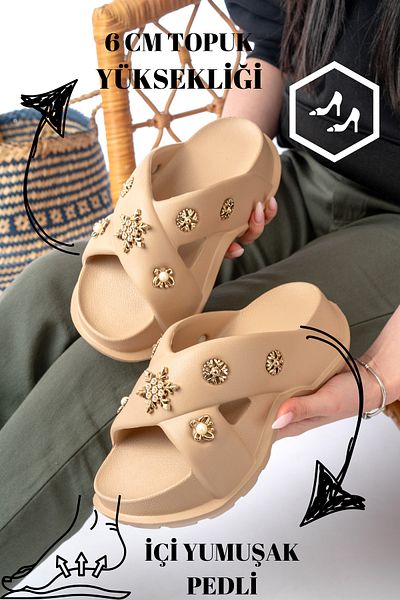 Slipcat Women's Wedge Heel Slippers Orthopedic Daily Slippers Comfortable Stylish Heeled Slippers