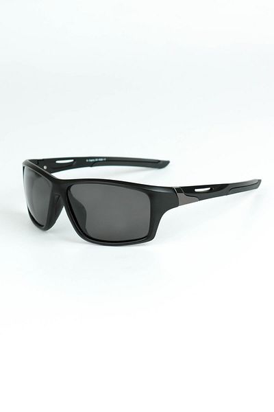 Di Caprio Men's Matte Black Polarized Protection Rectangular Model Sunglasses