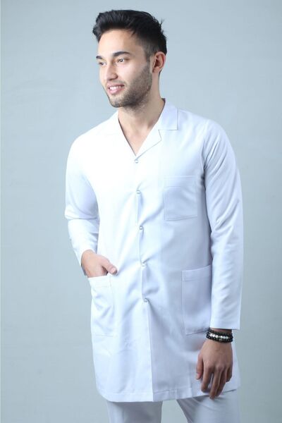Özelsa Men's Classic Collar, Long Doctor Coat, Nurse, Pharmacist, Teacher, La...