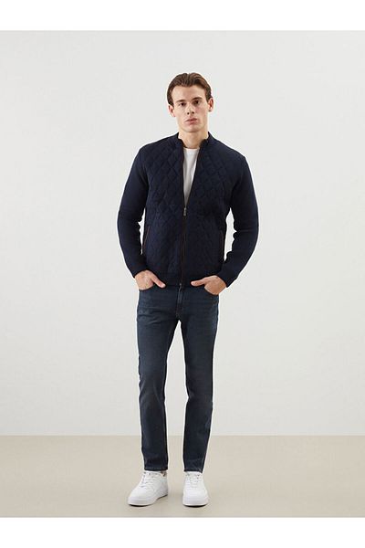 LC Waikiki Standard Pattern Stand Collar Men's Knitwear Cardigan