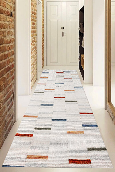 G&C HOME Dijital Kaymaz Yıkanabilir Modern HASIR GÖRÜNÜMLÜ Renkli Mutfak Halı...