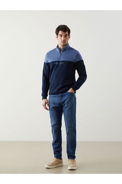 LC Waikiki New Season Stand Collar Long Sleeve Color Block Men's Sweatshirt - S5Lv25Z8
