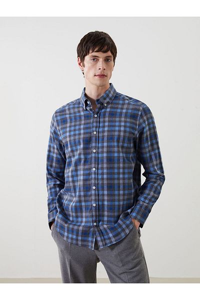 LC Waikiki Regular Fit Long Sleeve Plaid Dobby Men's Shirt