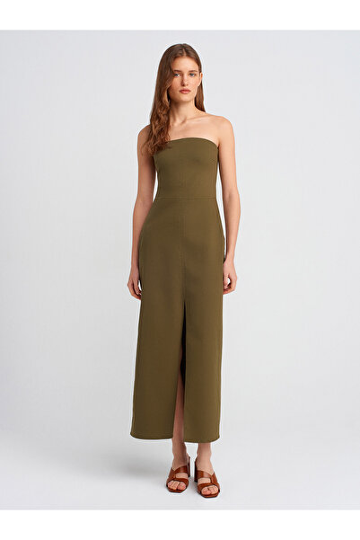 Dilvin Rochie fără bretele-Khaki Model 90758