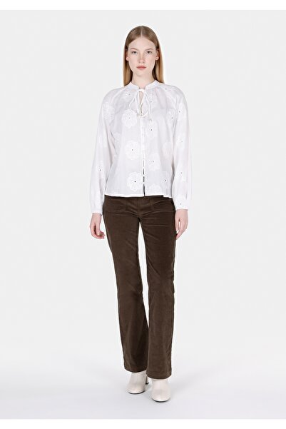 Colin's Regular Fit Hakim Yaka Düz Kadın Beyaz Uzun Kol Gömlek