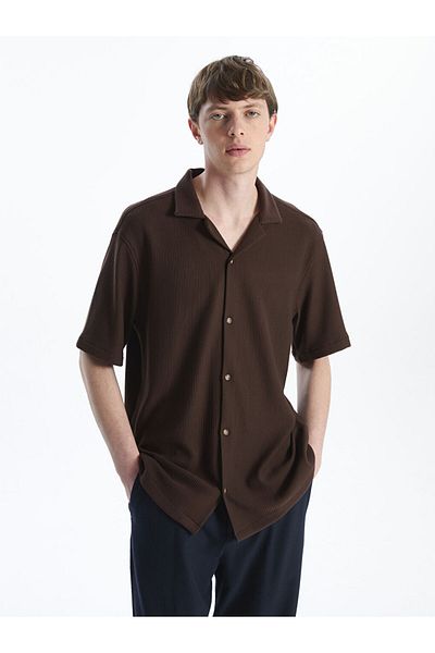 LC Waikiki Lcw Vision Brown Regular Fit Short Sleeve Men's Shirt