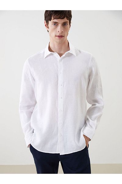 LC Waikiki New Season Regular Fit Long Sleeve Linen Men's Shirt - S5Cf08Z8