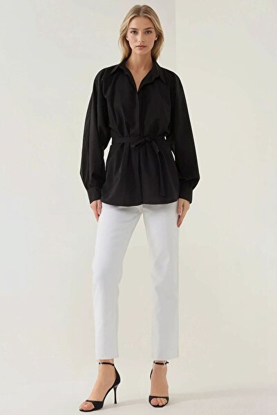 Hiccup Cămașă țesătă din amestec de in cu curea