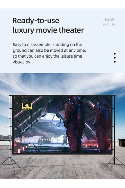 FlashHawk 150 inch 16:9 Outdoor and Indoor Portable Projector Screen with 2.6M High Tripod Stands