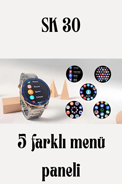 St Morritz Gri Yeni Nesil SK30 AMOLED Ekranlı, 2 Kordonlu Şık Akıllı Saat - S...