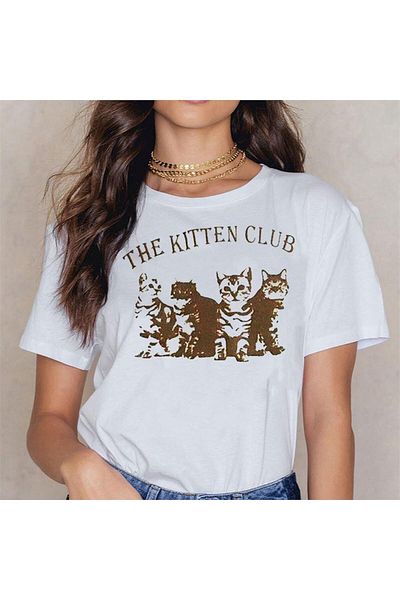 Köstebek T-shirt Ecru Cute Cats - The Kitten Club (unisex).