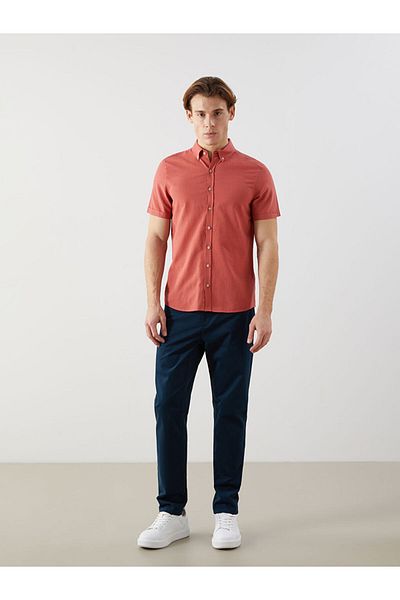 LC Waikiki Slim Fit Short Sleeve Linen Blended Men's Shirt