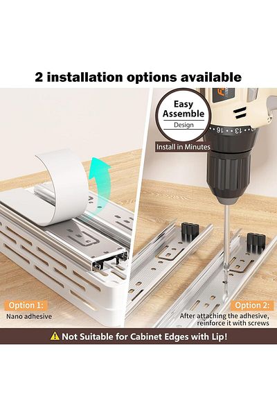 COOYA 2 Packs Pull Out Spice Rack, 4.4''Wx10.5''Dx8''H, 2 Tier, White