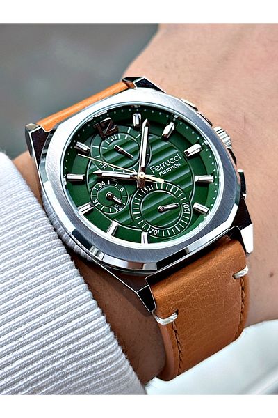 Ferrucci 3 Atm Waterproof Functional Leather Men's Wristwatch
