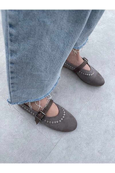 Elvinin Tarzı Resa Trok Detailed Mink Suede Shoes