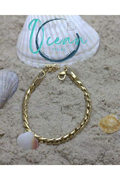 OCEANDESING الصلب الذهب اللون اوجير سلسلة سوار المرأة