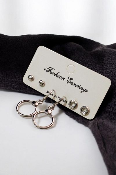 EUROMODA 3-Piece Earring Set with Ball Earrings - Special Design