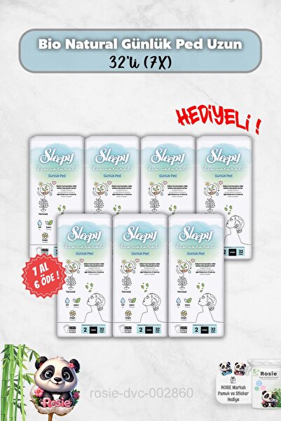 Sleepy Günlük Ped Uzun 32'li Bio Natural 7 Al 6 Öde ve Rosie Hediye