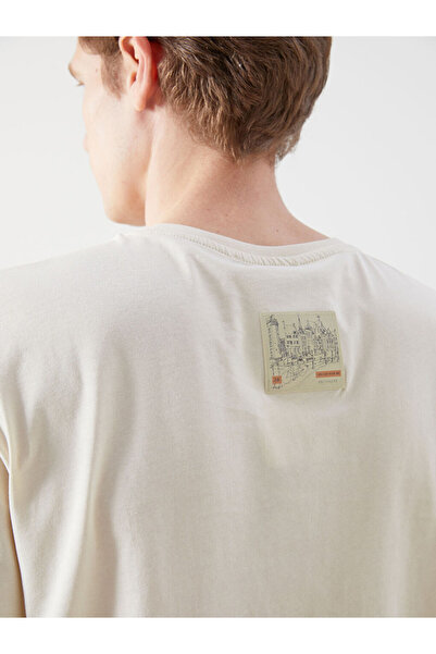 LC Waikiki Ανδρικό μπλουζάκι LCW ECO με λαιμόκοψη με κοντό μανίκι με στάμπα χτενισμένο βαμβάκι