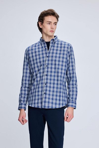 Hatemoğlu Cămașă din bumbac cu mânecă lungă, slim fit, cu nasturi, cu rever
