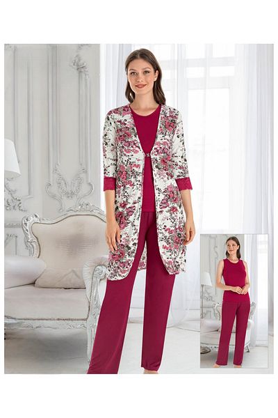 Miss Dünya Lissa 4 Piece Sling Pajamas and Shorts Suit with Dressing Gown