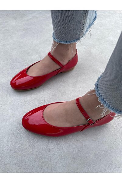 Elvinin Tarzı Lina Red Patent Leather Ballerinas