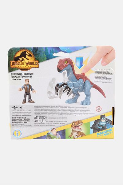 FISHER PRICE Imaginext Dominion Therizinosaurus Dinosaur And Owen Figure, Red