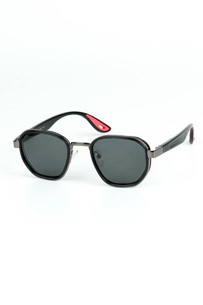 Di Caprio Unisex Black Polarized Protection Geometric Model Sunglasses