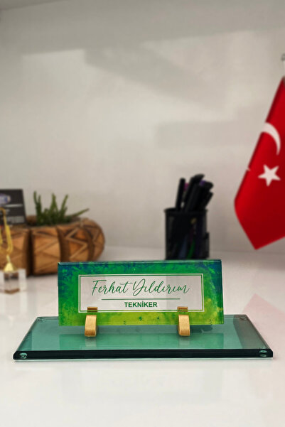 MERTKRİSTAL Uv Baskılı Masa Isimliği, Büro Ofis Makam Hediyesi, Masaüstü Isimlik
