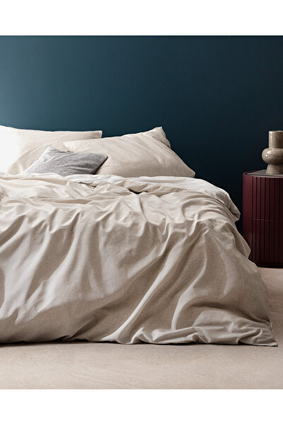 Madame Coco Delrico Double Cotton Printed Duvet Cover Set - Beige