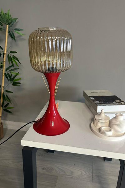 Bamyum Mopa Bal Rengi Cam Masa Lambası Dekoratif Abajur Çocuk Odası Başucu La...