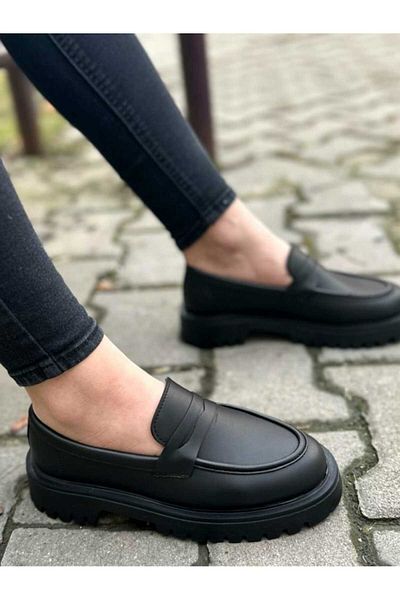 FAYMAZ Women's Black Oxford Shoes - Casual