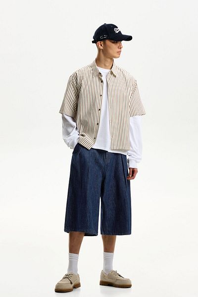 Bershka Baggy denim Bermuda shorts