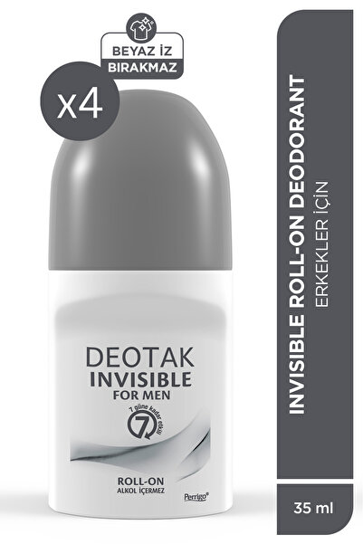 Deotak Invisible Erkek 7 Güne Kadar Etkili Roll-on Deodorant 35 ml x 4 adet