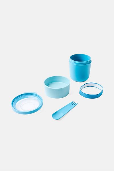 Amuse Morning And Noon Bowl With Spork, Blue