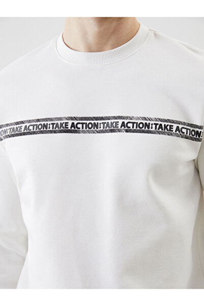 LC Waikiki Ανδρικό χοντρό φούτερ με στάμπα LCWAIKIKI Classic Crew Neck