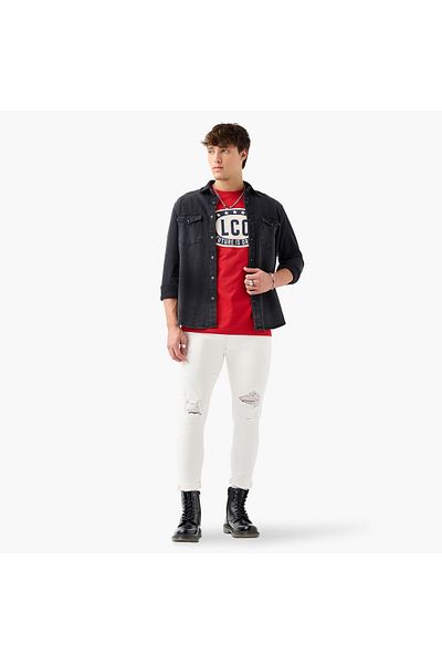 Lee Cooper Lee Cooper Printed Crew Neck T-shirt with Short Sleeves