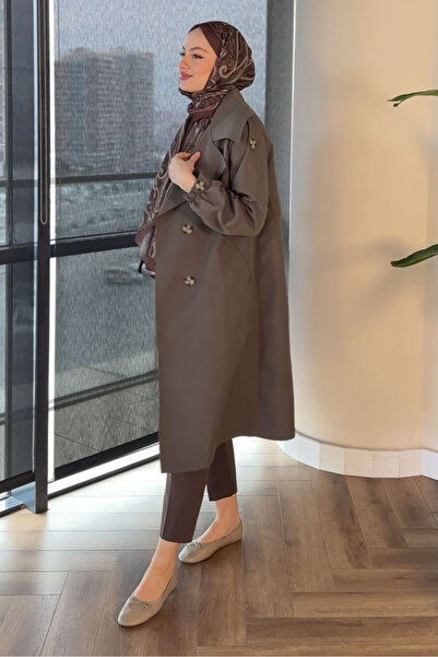 Oven Kol Kemerli Trençkot - Haki