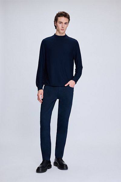 Hatemoğlu Φούτερ Navy Blue Regular Fit Jacquard Half Turtleneck