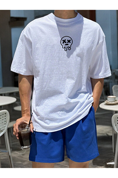 De Carte X Emoji Front Printed Men's Oversize Crew Neck Seasonal T-Shirt