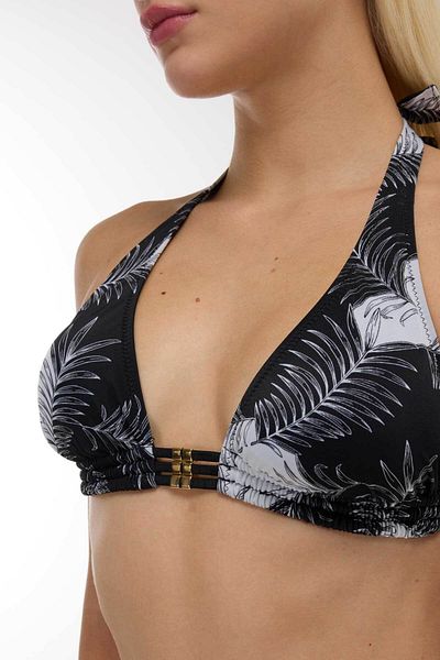 AYYILDIZ 40699 Black Leaf Patterned Bikini Set
