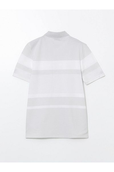 LC Waikiki Lcwaikiki Classic Grey Polo Collar Short Sleeve Striped Pique Men's T-Shirt