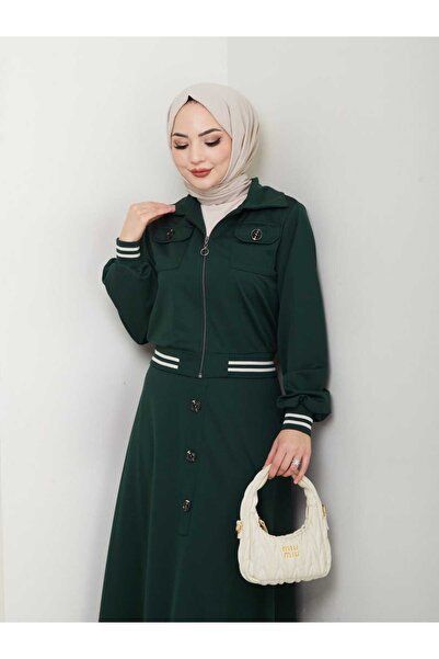 ESLEMNUR Biker Jacket Skirt Suit with Ribbed Waist