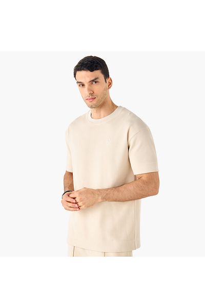 Emperor Emperor Applique Detail Crew Neck T-shirt with Short Sleeves