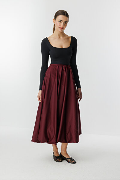 Hooopstore Fusta roșie prințesă din satin