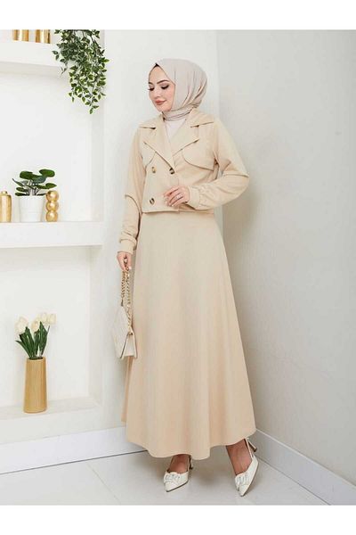 ESLEMNUR Biker Jacket Skirt Set
