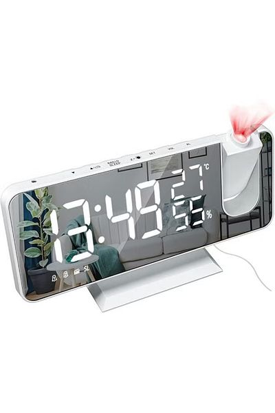 COOYA Mirror Digital Alarm Clock,with Temperature Display, Dual Alarms for Heavy Sleepers,White
